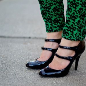 J.Crew Mona Heels gray patent leather mary janes shoes fits 6.5-7 Italy made